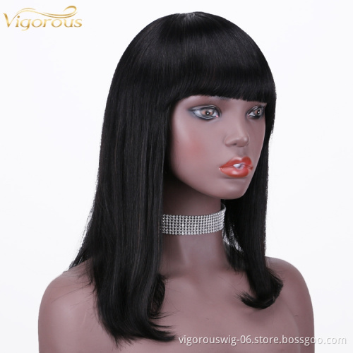 Straight black cheap wholesale short glueless private label inch bob pixie cut brazilian 100% human hair wig black women